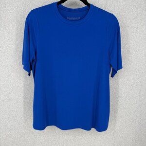 Susan Graver Womens Liquid Knit T Shirt Size XL Cobalt Blue Stretch Casual Solid
